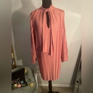 Zara Size small rose colored pleated shirt dress